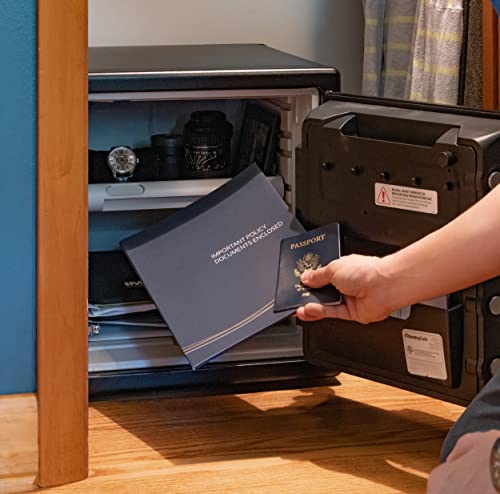 SentrySafe Fireproof and Waterproof Home Safe with Biometric Fingerprint Lock, Keypad, and Key Lock for Securing Money, Jewelry, Documents, 1.23 Cubic Feet, SFW123BTC SentrySafe