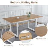 VICBARLEY Extendable Dining Table for 4-8 People,70.89''Modern Space-Saving Kitchen Table with Metal Legs,Rectangle Folding Conference Meeting Table for Living Meeting Room Kitchen,Oak VICBARLEY