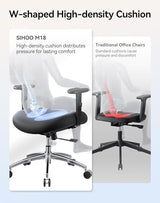 SIHOO M18 Ergonomic Office Chair, High Back Mesh Desk Chair with Adjustable Headrest & Lumbar Support, 330lbs Capacity Computer Chair with 2D Armrests & Wide Cushion, Tilt Lock, for Home Office-Black SIHOO