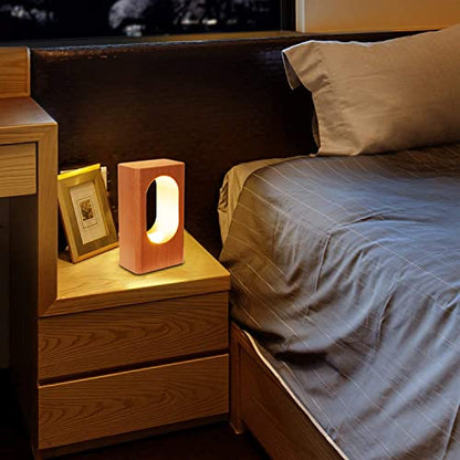 LONRISWAY LED Wood Desk Lamp, Bedroom Bedside Night Light, Dimmable Led Lighting, Creative Home Decor Table lamp, Unique House warmging Gift - WoodArtSupply