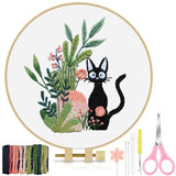 TINDTOP Embroidery Kit for Beginners Adult, Cat Embroidery Kit for Beginners Include Embroidery Cloth Hoops Threads for Craft Lover Hand Stitch with Embroidery Skill Techniques