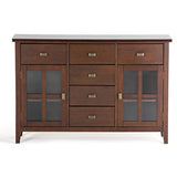 SIMPLIHOME Artisan Solid Pine Wood 54 inch Contemporary Sideboard Buffet Credenza in Russet Brown features 2 Doors, 6 Drawers and 2 Cabinets with Large storage spaces SIMPLIHOME