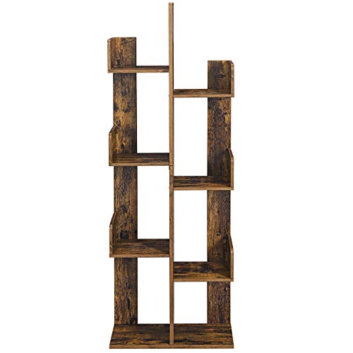 Tree-Shaped Bookshelf with 8 Storage Shelves in Rustic Brown by VASAGLE VASAGLE