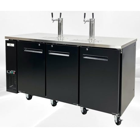 Beer Keg Dispenser Kegerator Commercial Refrigerator 72" Brew Fridge cooler Stainless steel NSF 4 Tap, Black, Three Half Keg, 2 Tower UDD24-72 cooler depot