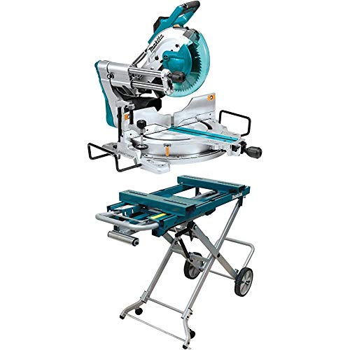 Makita LS1019L 10" Dual-Bevel Sliding Compound Miter Saw with Laser and with WST05 Portable Rise Miter Saw Stand Makita