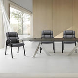 CLATINA Leather Guest Chair with Padded Arm Rest for Reception Meeting Conference and Waiting Room Side Office Home Black 4 Pack