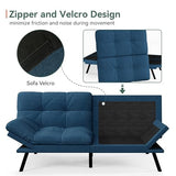 Opoiar Convertible Futon Sofa Bed,71" Memory Foam Futon Couch,Detachable Cushion,Adjustable Backrest & Armrest,Linen Modern Loveseat Sleeper Recliner for Living Room,Office,Apartment,Retro Blue Opoiar