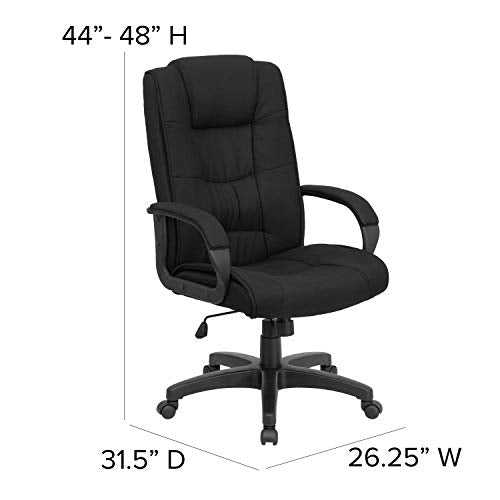 Flash Furniture Jessica High Back Black Fabric Executive Swivel Office Chair with Arms Flash Furniture