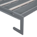 Merax Queen Size Murphy Bed Frame, Modern Wall Bed Can Be Folded into Cabinet, Chair with Cushion, Gray Merax