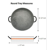 Galvanized Metal Serving Trays with Copper Strip and Iron Black Handles,Farmhouse Tray, Decorative Centerpiece for Coffee Table or Dining Table, Rustic Utility Trays for All Purpose, Round Trays… DECONOOR