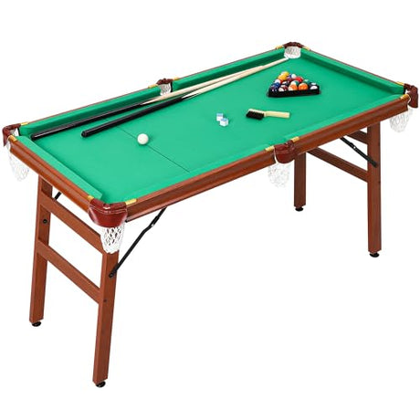 GAOMON 4.5 ft Folding Billiards Table Portable Foldable Billiards Table for Kids and Adults Pool Game Table with 2 Cue Sticks 16 Balls Triangle Chalk GAOMON