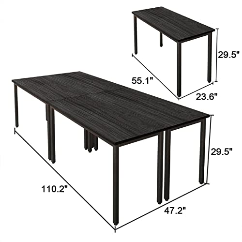 Bonzy Home Conference Tables 9ft Office Computer Desk for Meeting Room Study Writing Printer Podcast Table Save Space Design for 10 People Modern Black 4PCS (110.2"x47.2"x29.5", Black) Bonzy Home