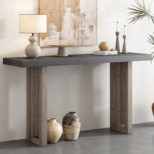 Contemporary Minimalist Wood Console Table 59-Inch Modern Entry Sofa Table Accent Table for Entryway Living Room Home Office, Gray Amposei