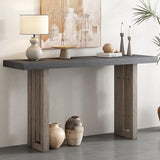 Contemporary Minimalist Wood Console Table 59-Inch Modern Entry Sofa Table Accent Table for Entryway Living Room Home Office, Gray Amposei