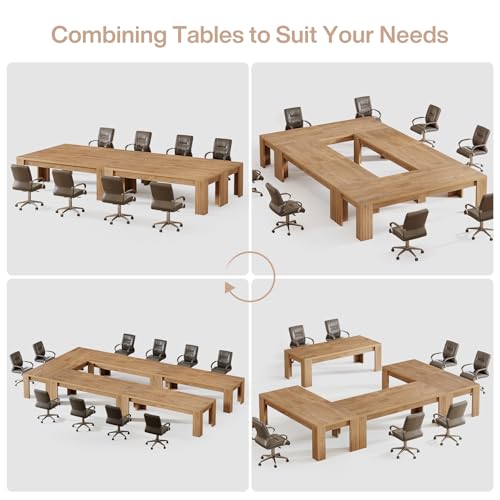 Tribesigns 6.5 ft Conference Table, 78.74-Inch Narrow Long Rectangular Conference Room Table for 6-8 People, Business Furniture Boardroom Desk for Office Meeting Seminar, Brown Tribesigns