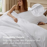 Bedsure 100% Washed Cotton Duvet Cover King - Bright White Minimalist Duvet Cover Linen Like for All Seasons - GentleSoft™ Plain Simple Cotton Bedding, 3 Pieces (Bright White, King, 104"x90") Bedsure