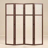 Acrylic Room Divider, 4-Panel Freestanding Partition Screen, Frosted Translucent Privacy Panel - Lightweight Modern Divider for Home Office Studio (Walnut, 4 Panels) Svimi