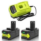 Upgraded 6000mAh P102 & P117 Charger Replacement for Ryobi 18V Battery and Charger Combo Compatible with Ryobi 18V Battery P102 P103 P104 P105 P107 P108 P109 P190(Green) TOPBATT