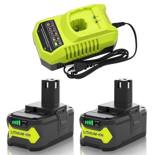 Upgraded 6000mAh P102 & P117 Charger Replacement for Ryobi 18V Battery and Charger Combo Compatible with Ryobi 18V Battery P102 P103 P104 P105 P107 P108 P109 P190(Green) - WoodArtSupply