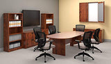 GOF 6FT, 8FT, 10FT Conference Table & Chairs (G11776B) Set, Dark Cherry, Espresso, Artisan Grey, Mahogany, Walnut (10FT with 8 Chairs, Dark Cherry) GOF
