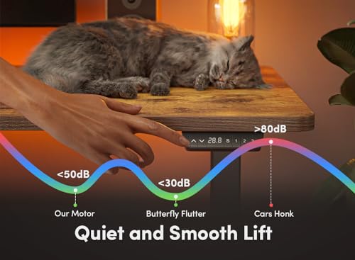 FEZIBO Electric Standing Desk, 63 x 24 Inches Height Adjustable Stand up Desk, Sit Stand Home Office Desk, Computer Desk, Rustic Brown FEZIBO