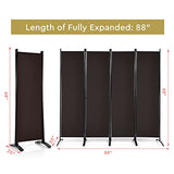 Giantex 4 Panel Room Divider - Folding Privacy Screen for Room Partition, 5.6 Ft Foldable Separator Wall, Brown Giantex