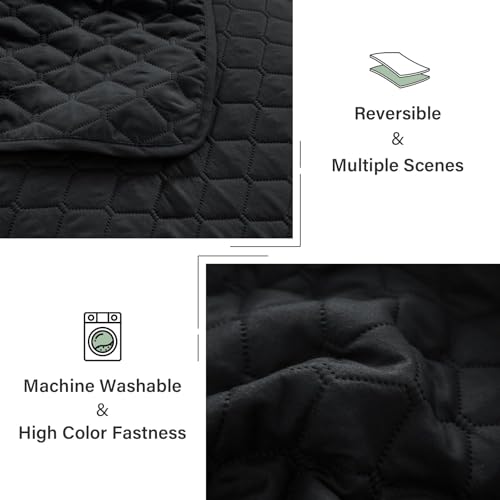 Exclusivo Mezcla Reversible King Size Quilt Bedding Set with Pillow Shams, Lightweight Quilts King Size, Soft Bedspreads Bed Coverlets for All Seasons - (Black, 104"x96") Exclusivo Mezcla