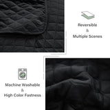 Exclusivo Mezcla Reversible King Size Quilt Bedding Set with Pillow Shams, Lightweight Quilts King Size, Soft Bedspreads Bed Coverlets for All Seasons - (Black, 104"x96") Exclusivo Mezcla