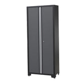 HPDMC 9-Piece Steel Garage Storage Cabinet System with Wooden Work Top, 130 in. L x 18 in. D x 76 in. H Assembled Workshop Chest Cabinet Set in Charcoal Gray HPDMC