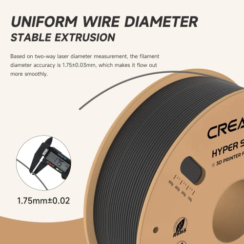 Official Creality Hyper PLA Filament 1.75mm, High Speed PLA 30-600mm/s 3D Printer Filament PLA, Dimensional Accuracy +/-0.02mm, Fit Most FDM 3D Printers，1KG(2.2lbs) Spool Black Creality