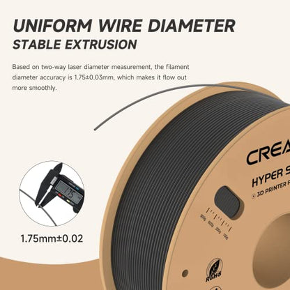 Official Creality Hyper PLA Filament 1.75mm, High Speed PLA 30-600mm/s 3D Printer Filament PLA, Dimensional Accuracy +/-0.02mm, Fit Most FDM 3D Printers，1KG(2.2lbs) Spool Black - WoodArtSupply