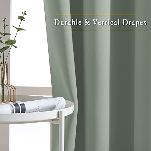 NICETOWN Sage Green Blackout Curtains & Drapes for Bedroom - Room Darkening Energy Saving Thermal Insulated Grommet Voice Reducing Room Dividers Window Treatments for Patio (2 Panels, W66 x L72) NICETOWN