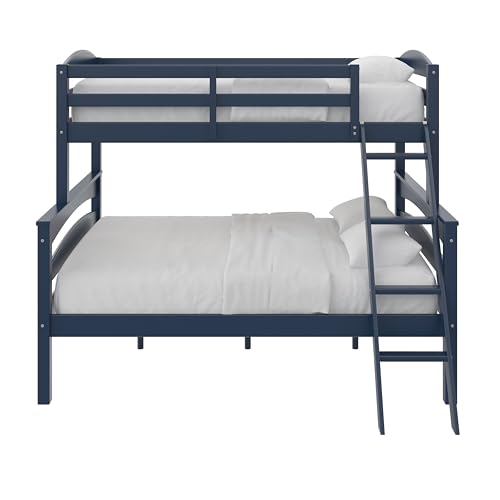 DHP Brady Twin Over Full Solid Wood Bunk Bed with Ladder and Guard Rail in Graphite DHP