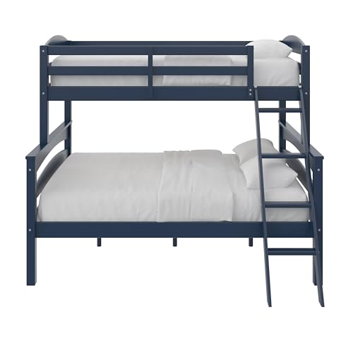 DHP Brady Twin Over Full Solid Wood Bunk Bed with Ladder and Guard Rail in Graphite - WoodArtSupply