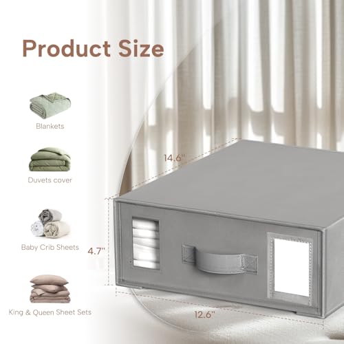 Criusia Bed Sheet Organizers and Storage, 6 Pack Foldable Linen Closet Organizer Box – Bedding Holder for Sheet Set (King/Queen Sizes), Duvet Covers, Blankets (Grey) Criusia