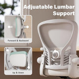 GYI Ergonomic Office Chair, Mesh Desk Chair with Adjustable Lumbar Support and 3D Flip-up Arms, Computer Chair with Wheels, All White GYI