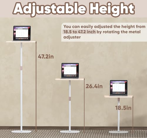 tonchean Portable Standing Desk for Small Spaces, Adjustable Height 18.5" to 47.2" Laptop Stand, Projector Stand for Home Office, Easy Assembly Compact Floor Desk tonchean