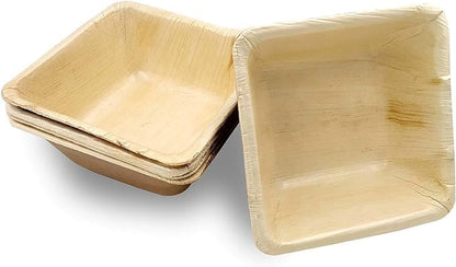 Dtocs 5 Inch Square Palm Leaf Bowls Set (50) | 15 Oz Bamboo Bowls Disposable Like Sturdy, Leak Proof Compostable Bowls | Serving Bowls for Fruit, Cereal, Soup | Alternate to Plastic, Wooden Bowls