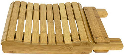 Sorbus Bamboo Folding Step Stool Bench - for Shaving, Shower Foot Rest, Bath Chair - Great for Bathroom, Spa, Sauna, Wooden Seat, Fully Assembled - 11.75" D x 12.25" W x 13.75" H - WoodArtSupply