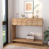 Topbele Console Table with 2 Drawers, Mid-Century Modern 42" Entryway Table with Open Storage Shelves, Sofa Table Behind Couch for Living Room, Hallway, Natural Topbele