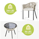 Flamaker 3 Piece Patio Set Outdoor Wicker Patio Chairs with Coffee Table & Cushions Bistro Conversation Set Porch Furniture for Patio, Balcony, Deck, Backyard Flamaker