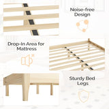 VINGLI Fluted Queen Bed Frame with Headboard and Storage Bench, Boho Wooden Single Platform Panel Bed with Wingback Headboard and 4 Drawers,Mid-Century Modern Sleign Bed,Beige VINGLI