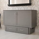 AFI, Monroe Queen Murphy Bed Chest with 6" Mattress, Storage Drawer & Built-in USB Charger, Grey AFI