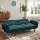 Trygoal Convertible Futon Sofa Bed, Modern Futon Couch with 2 Pillows, Small Futons Couch with Adjustable Armrest & Backrest, Loveseat Sofa Bed for Living Room, Bedroom, Green Trygoal