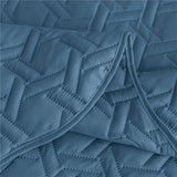 Auemtyn Full/Queen Size Quilt Set 3 Pieces, Soft Lightweight Summer Bedspread, Reversible Microfiber Bed Coverlet for All Seasons, Bluish Grey, Geometric Pattern (1 Quilt, 2 Pillow Shams) Auemtyn