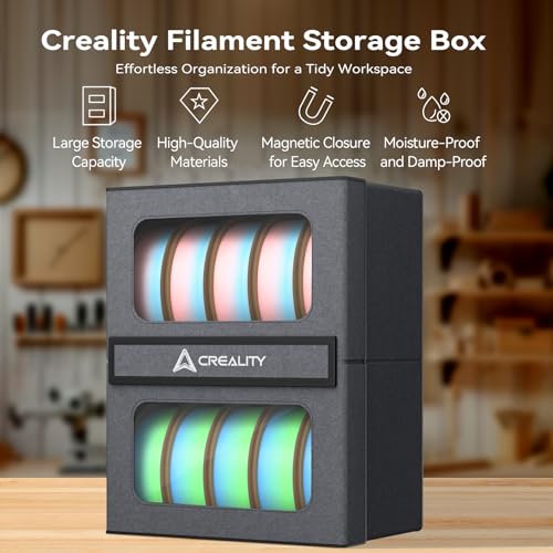 Creality 3D Printer Filament Storage Box 10kg Capacity Moistureproof 3D Filament Storage Container with Alloy Filament Rack Filament Container for 200g/300g/500g/1000g Filament Spool & Resin