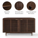 Crosley Furniture Cameron Corner Record Player Cabinet Turntable Stand, Storage for up to 230 Vinyl Records, Brown Crosley Furniture