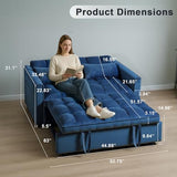 Osparple Pull-Out Convertible Loveseat Sleeper – 3 in 1 Blue Velvet Futon Sofa Bed, Love Seat Couches for Living Room Apartment, 2-Seater Sofa Bed for Small Spaces with Side Pockets & Modern Style Osparple
