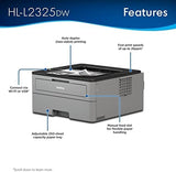 Brother HL-L2325DW Monochrome Laser Printer - Wireless Networking & Duplex Printing (2-Sided Printing), 26ppm, Mobile Printing + Printer Cable Brother