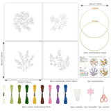INFUNLY 4 Pack Seasons Flowers Embroidery Starter Kit for Beginners Branches Leaves DIY Embroidery Kits for Adults Stamped Needlepoint Set with Step-by-Step Instructions Threads Craft Lover Gift